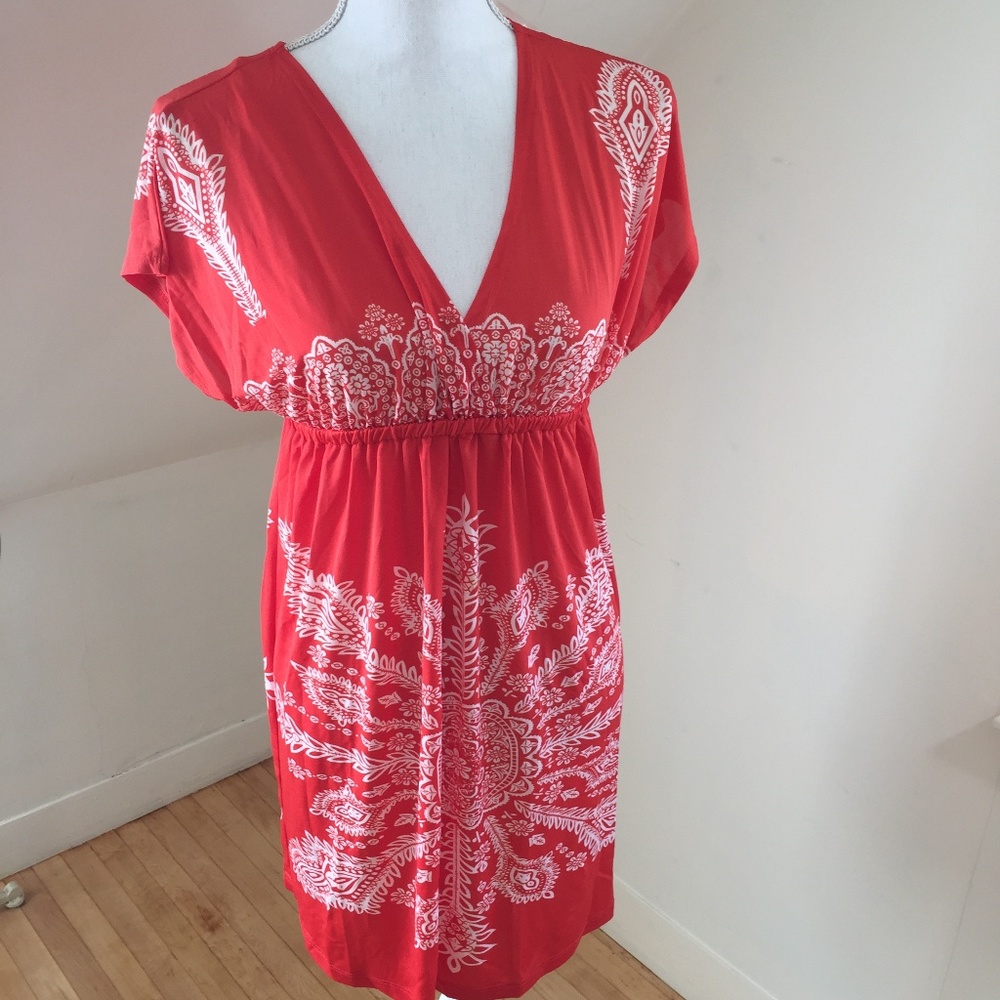 bright orange kimono style beach dress S